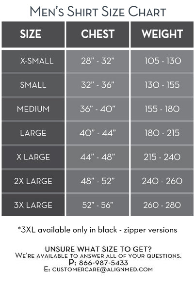 Posture Shirt For Men - Pullover size guide
