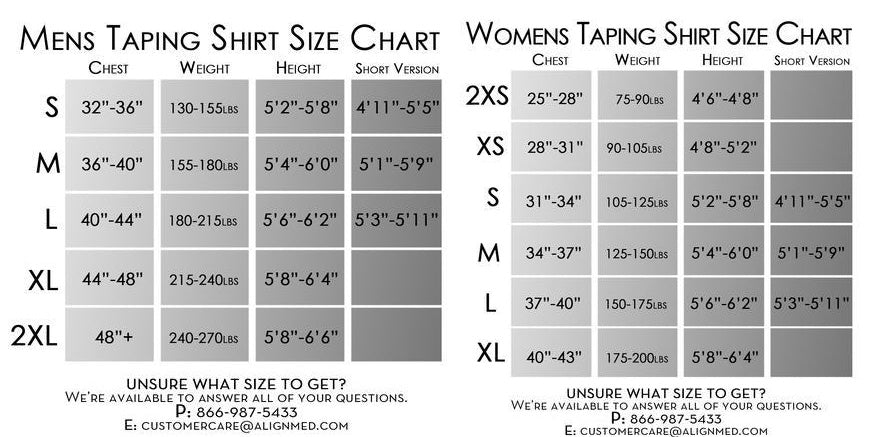 Taping Shirt For Men And Women size guide