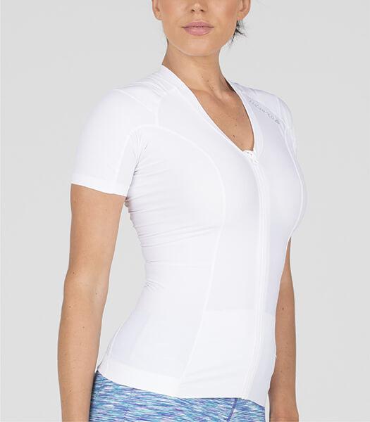 ALIGNMED Posture Shirt 2.0 Zipper for Women, White, Small 